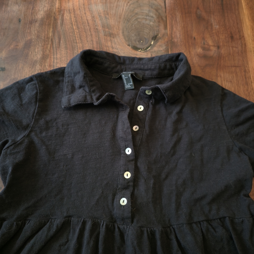 Cotton Black Tiered Polo Mini Dress - Picture 3 of 4